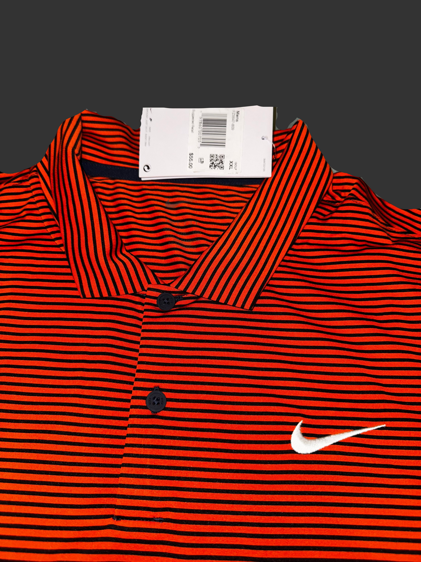 Men's Nike Orange and Black Polo - Size 2XL