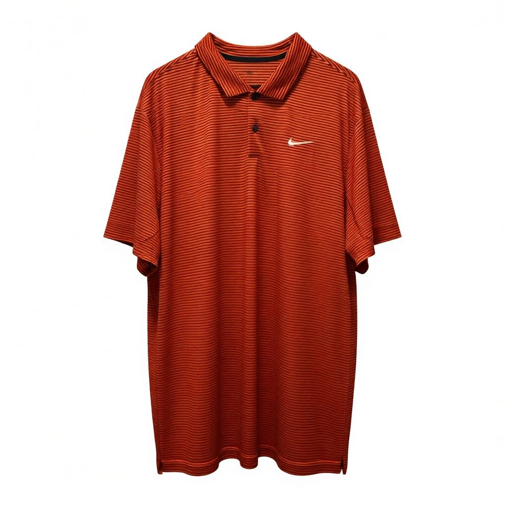 Men's Nike Orange and Black Polo - Size 2XL