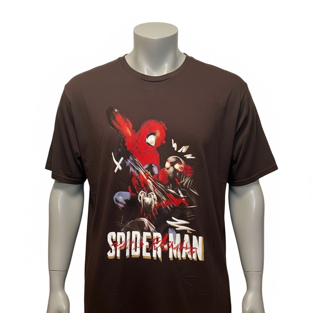 Men's Big and Tall Marvel Spiderman Miles Morales T-Shirt - Size 5XL Color Brown