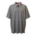 Kenneth Cole Golf Polo Stripped (White and Navy Blue) (Pink/Aqua Collar) -  Sizes 2XL/4XL